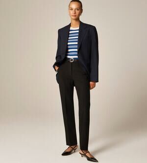 J.Crew Kate Straight-leg Pants WMNS 6 Black Four-Season Stretch Carreman Zip Fly